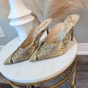 Sam Edelman Addilyn metallic Snakeskin Embossed Heels Sz. 6.5